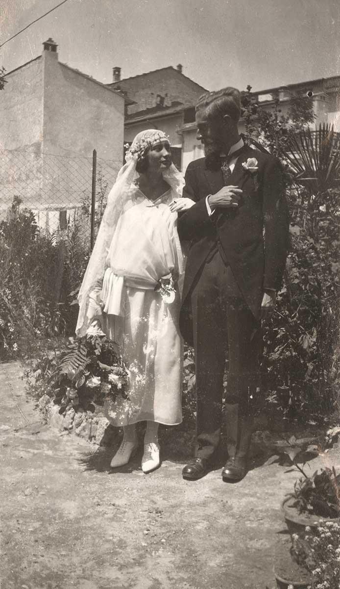 Trouwfoto van het kerkelijk huwelijk, Viareggio, 16 juni 1924