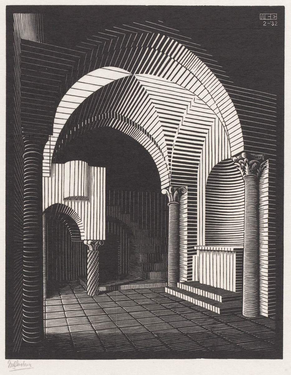 M.C. Escher, Porta Maria dell’Ospidale, Ravello (Oude kerk, Ravello), houtgravure, 1932