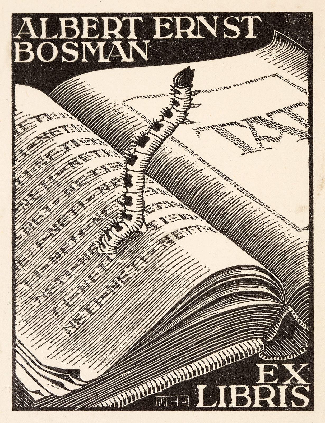 M.C. Escher, Ex libris Albert Ernst Bosman, houtgravure, 1946