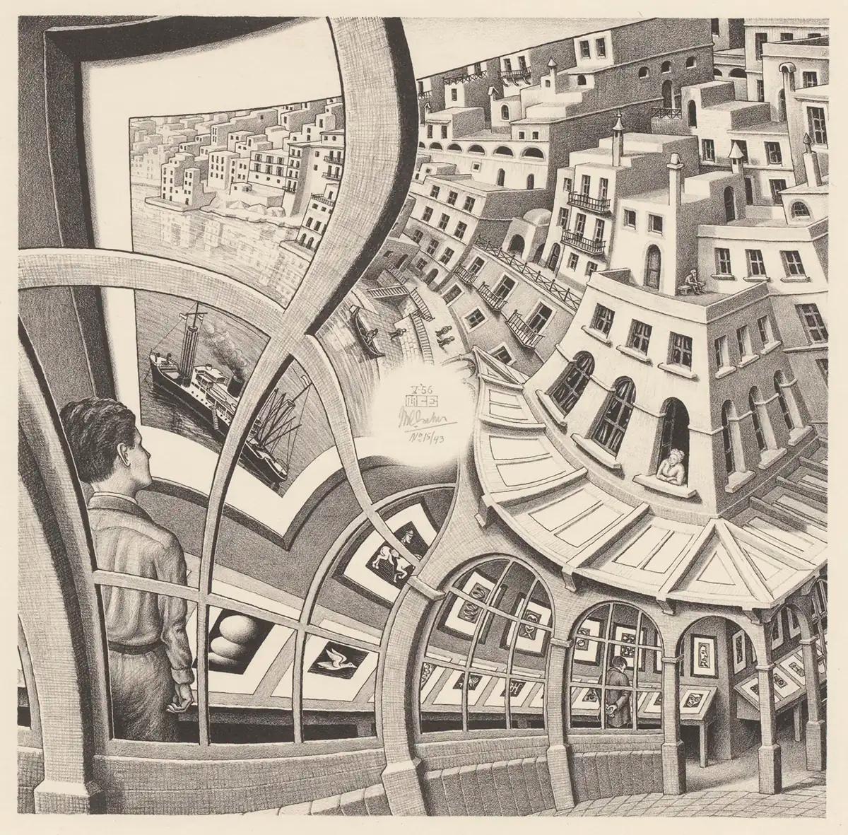 M.C. Escher, Prentententoonstelling, litho, mei 1956