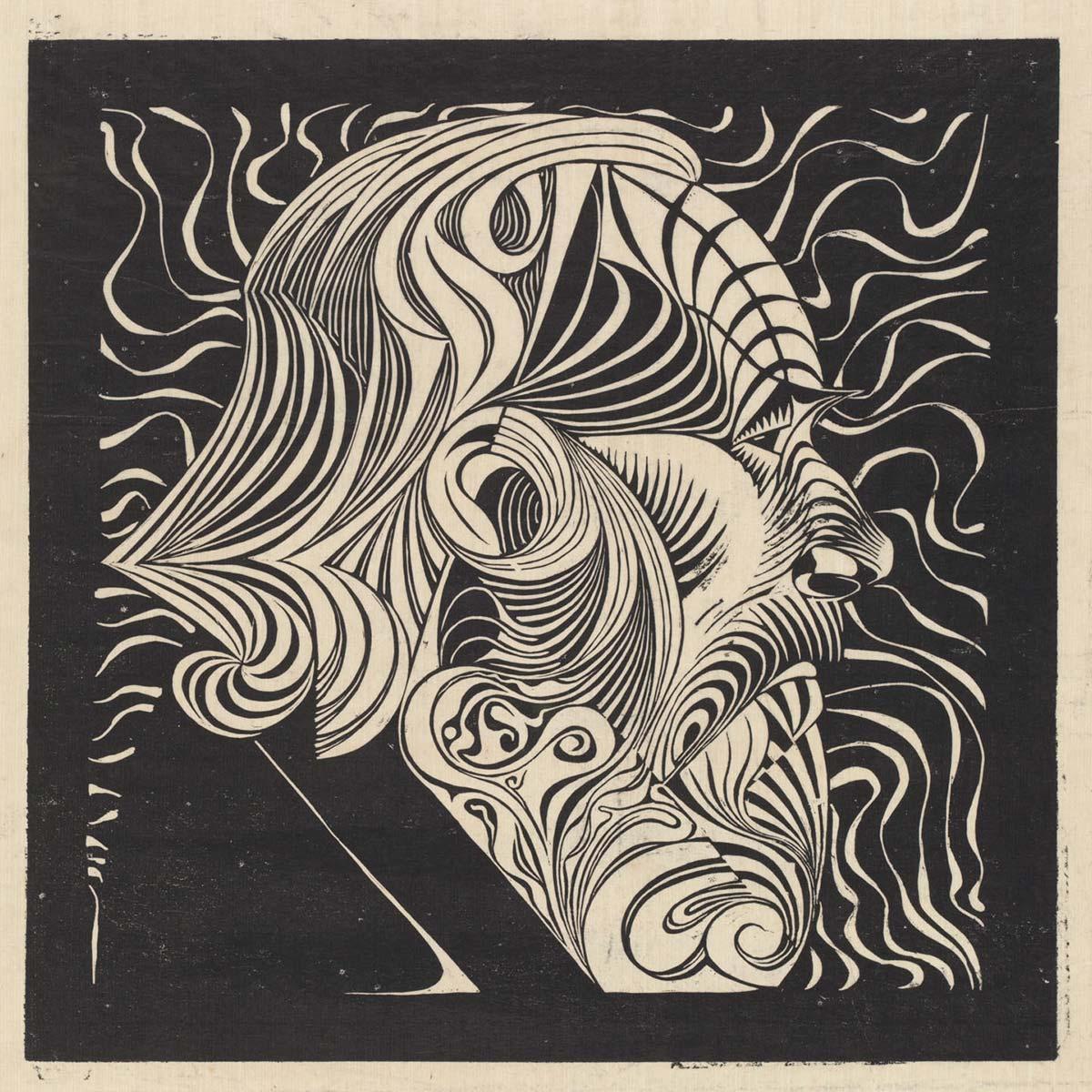 M.C. Escher, Mansportret, houtsnede, 1920