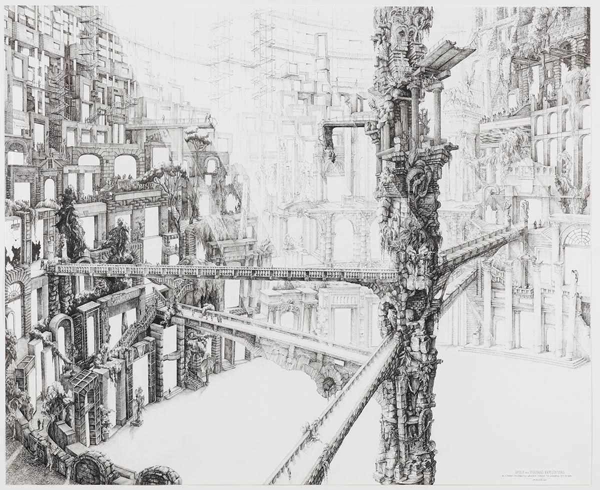 Carlijn Kingma, Spolia of A Thousand Expectations, pen op papier, 2017. Collectie Kunstmuseum Den Haag