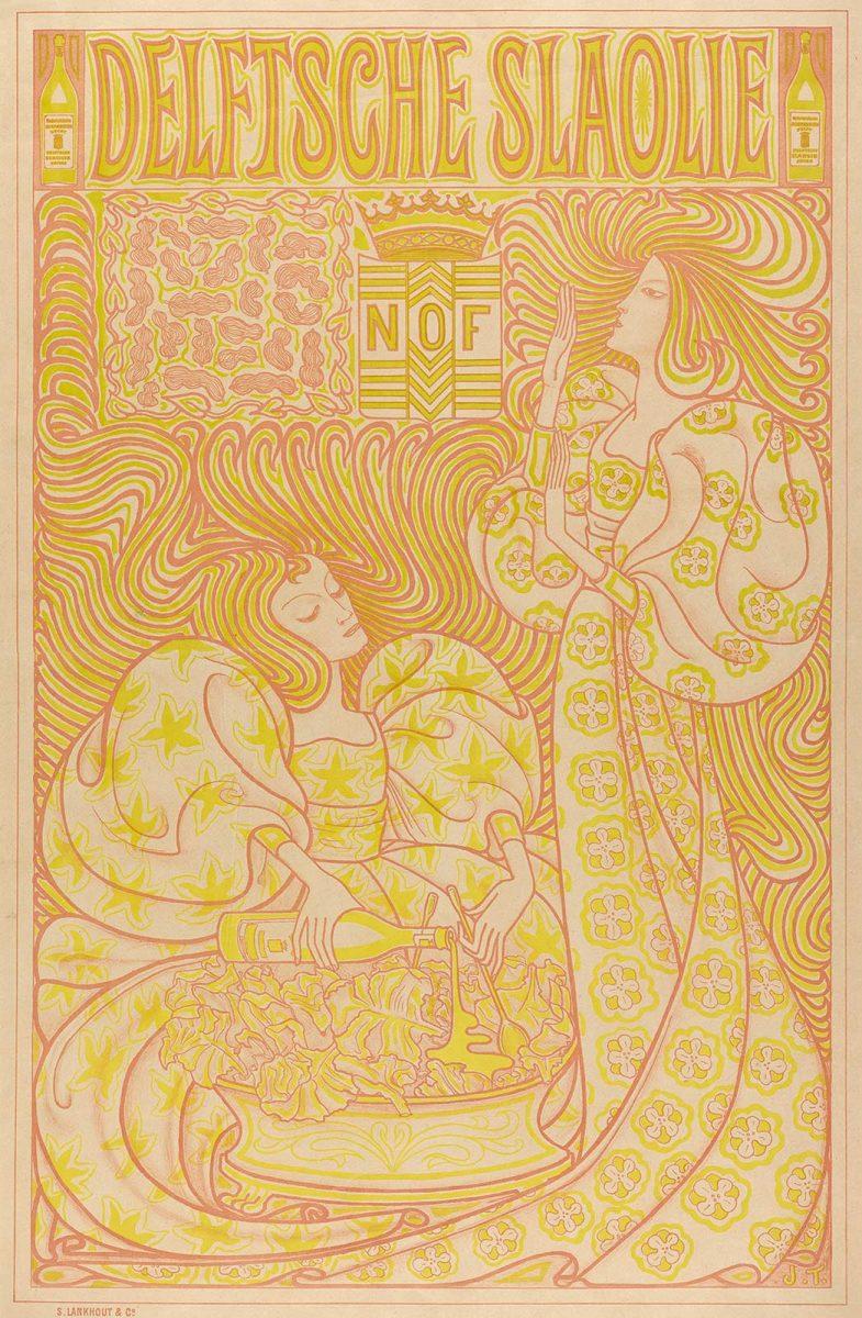 Jan Toorop, Affiche 'Delftsche slaolie' voor de Nederlandsche Oliefabriek, Delft, kleurenlitho, 1894. Collectie Kunstmuseum Den Haag