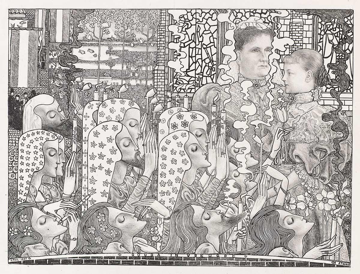 Jan Toorop, Verheugd Gouda, litho, 1897. Collectie Kunstmuseum Den Haag