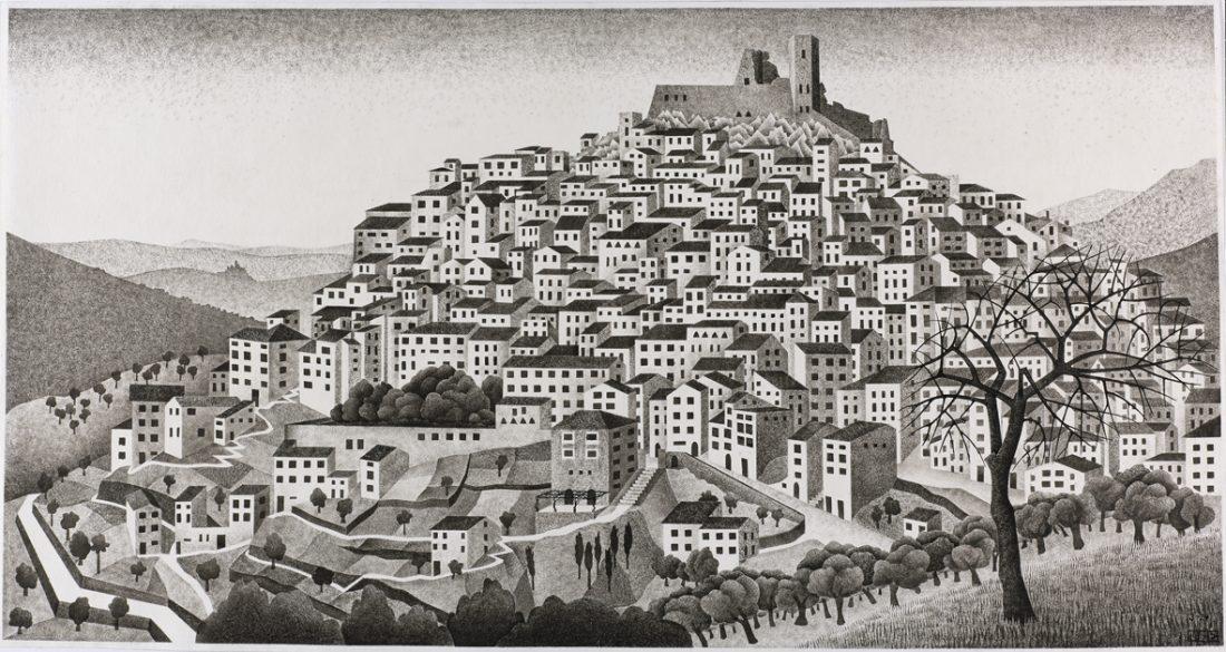 M.C. Escher, Montecelio, inkt op papier, maart 1924