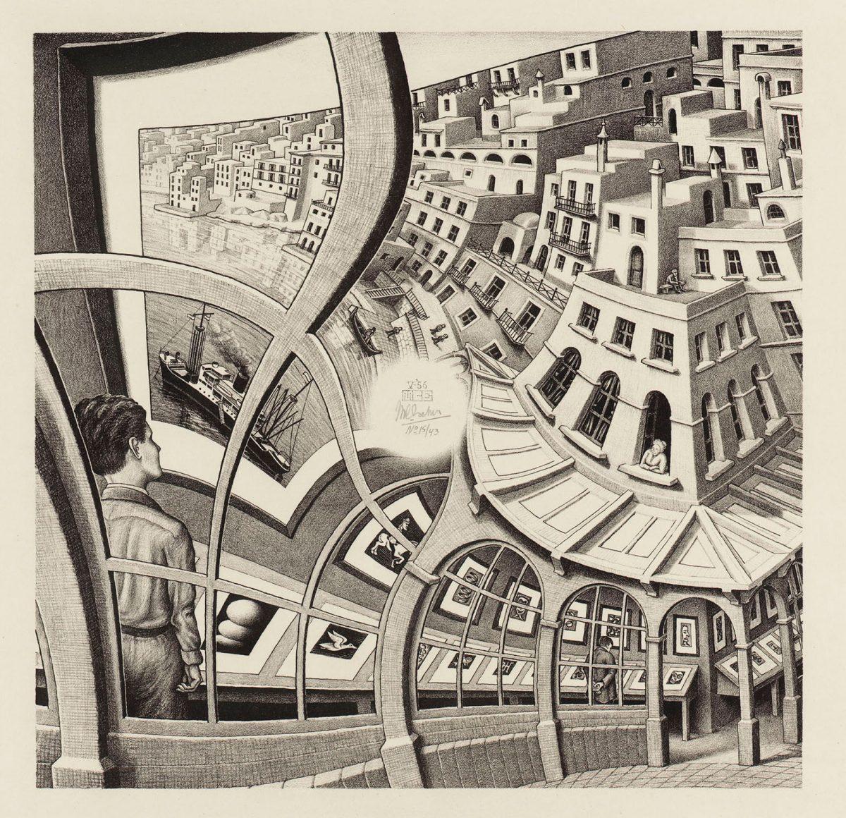 M. C. Escher, Prentententoonstelling, litho, mei 1956
