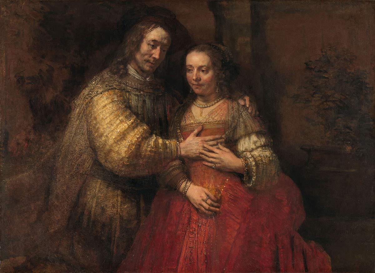 Rembrandt van Rijn, Isaak en Rebekka, bekend als ‘Het Joodse bruidje’, olieverf op doek, ca. 1665 - 1669. Collectie Rijksmuseum, Amsterdam
