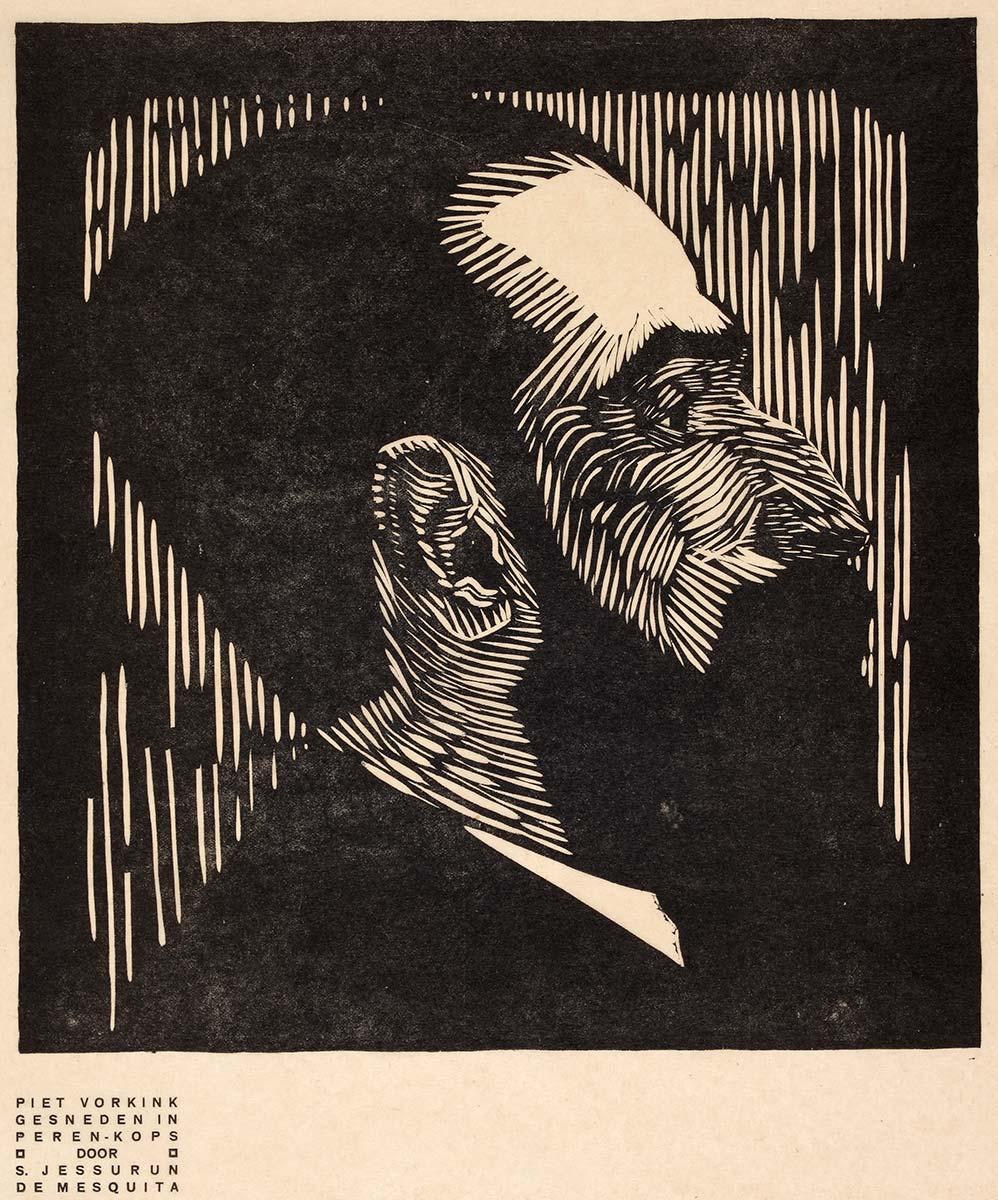 Samuel Jessurun de Mesquita, Portret van Piet Vorkink, houtsnede, 1919. Collectie Kunstmuseum Den Haag