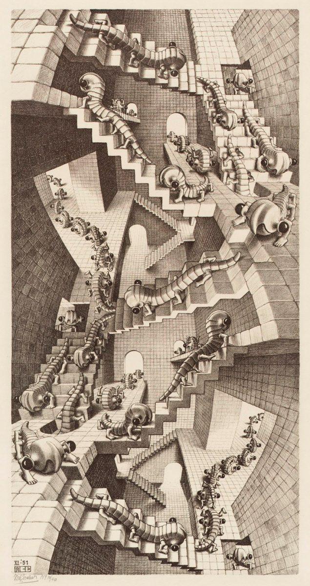 M.C. Escher, Trappenhuis, litho, november 1951
