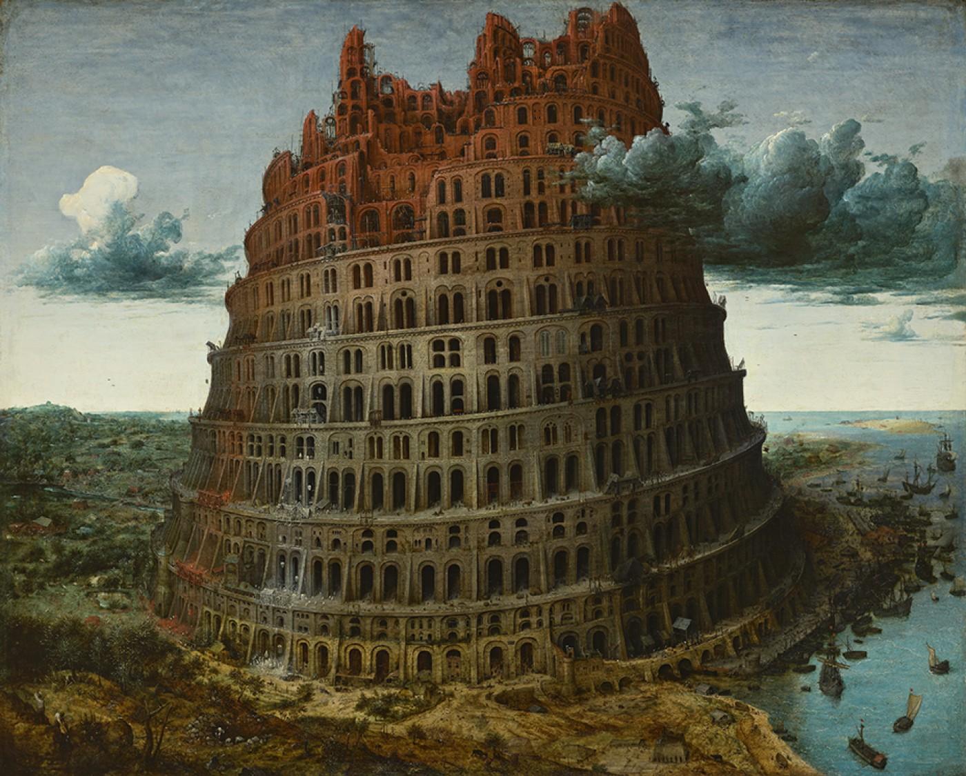 Pieter Bruegel I, De toren van Babel, ca. 1565, olieverf op paneel. Collectie museum Boijmans Van Beuningen