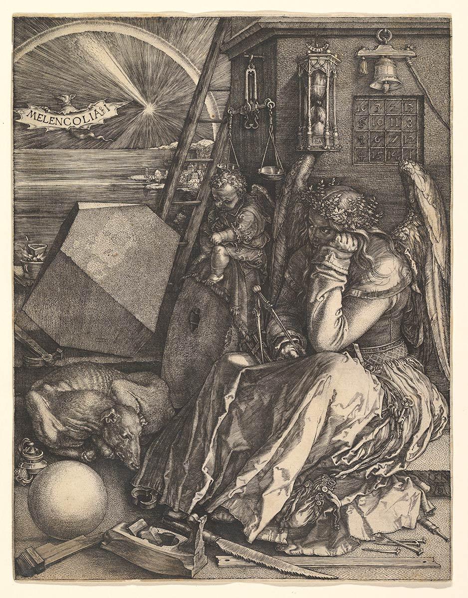 Albrecht Dürer, Melencolia I, gravure, 1514. Collectie Metropolitan Museum of Art, New York