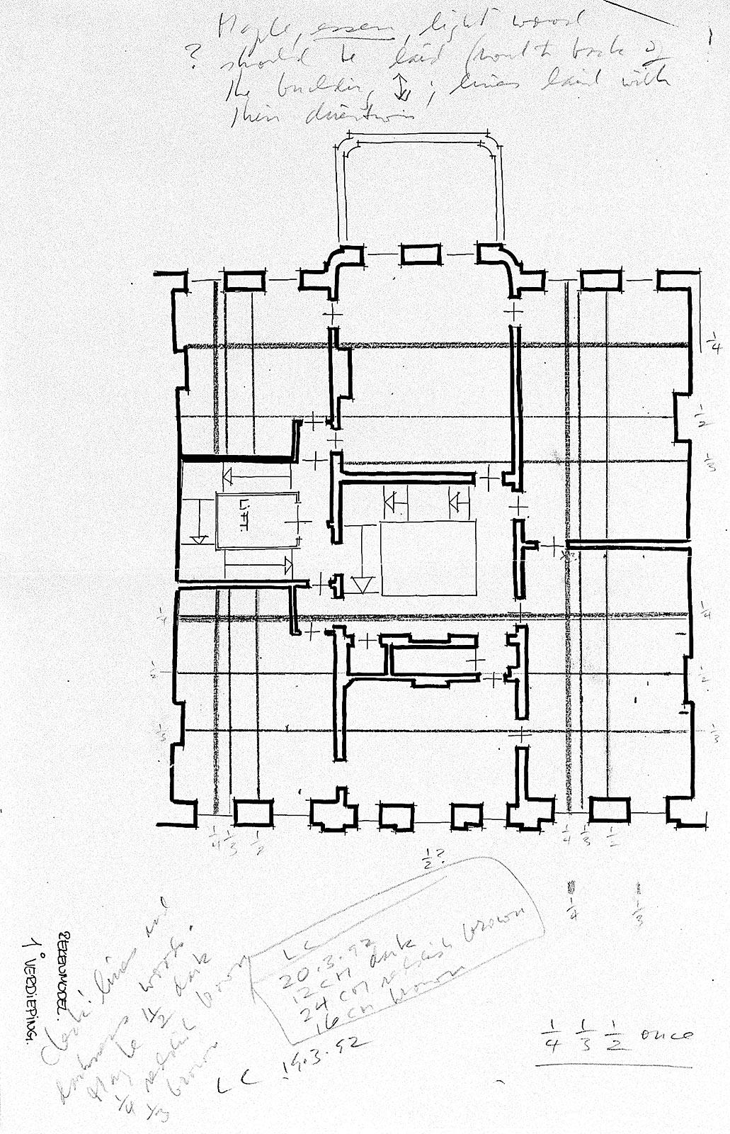 <p>Donald Judd, Ontwerp van de parketvloer voor de eerste verdieping, 1992 </p>
