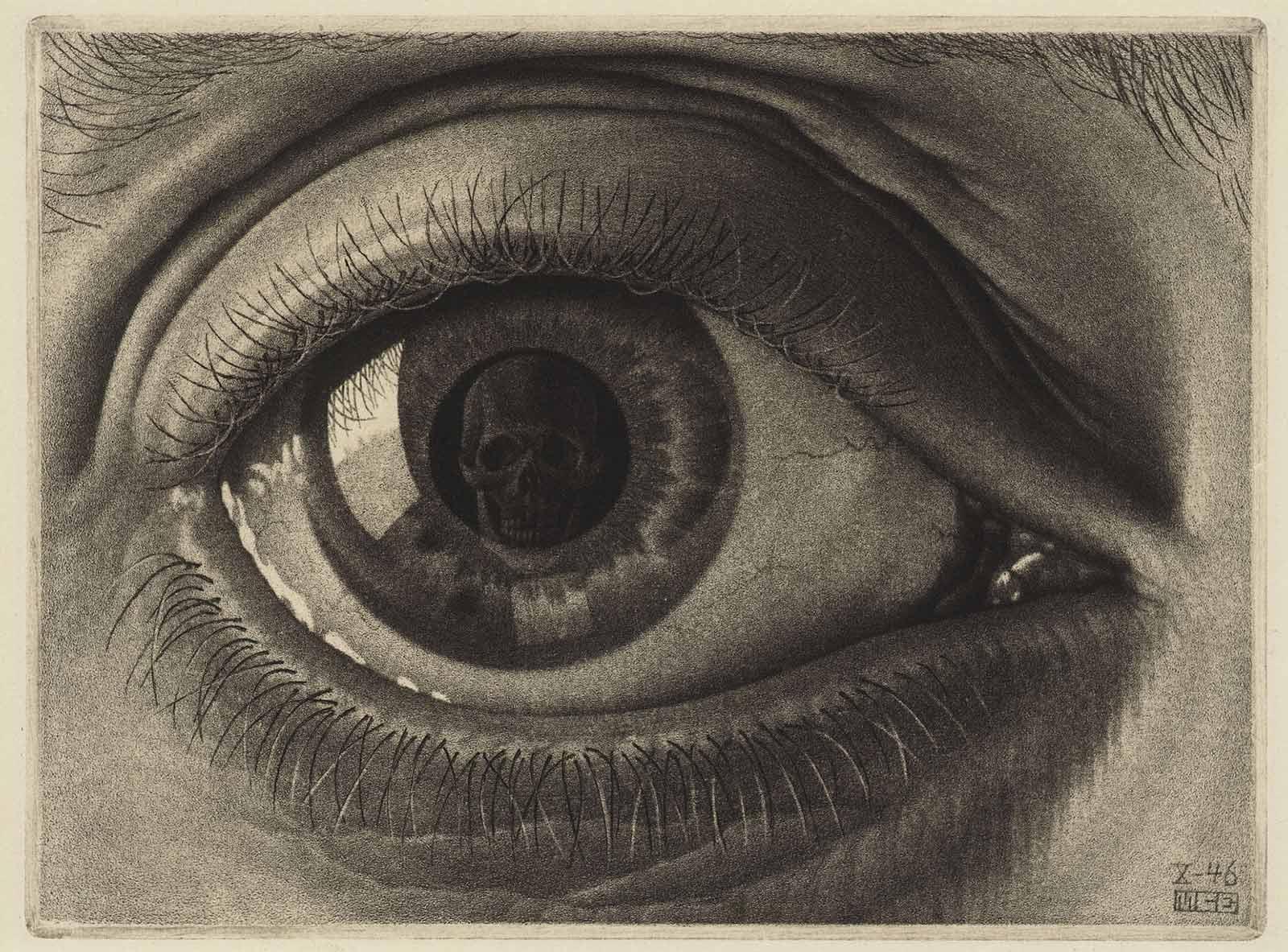 M.C. Escher, Oog (zevende en definitieve staat), mezzotint, oktober 1946