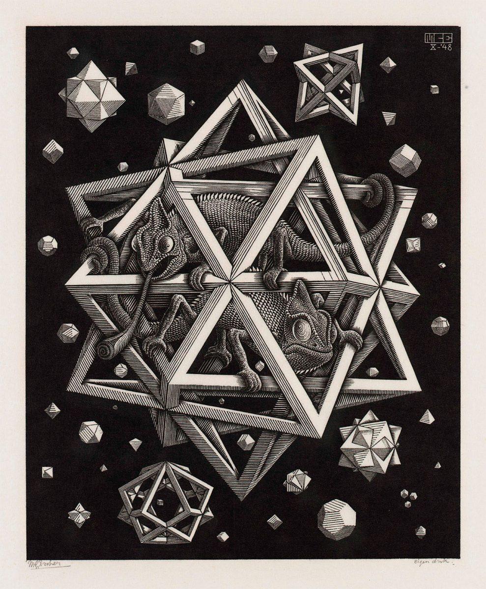M.C. Escher, Sterren, houtgravure, oktober 1948