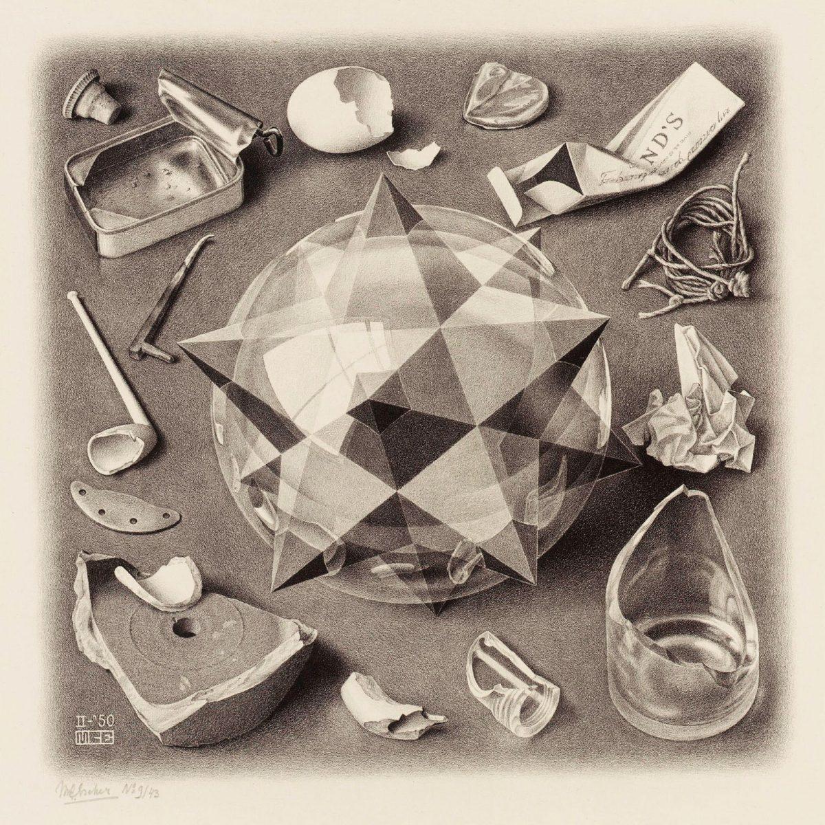 M.C. Escher, Tegenstelling (Orde en chaos), litho, februari 1950