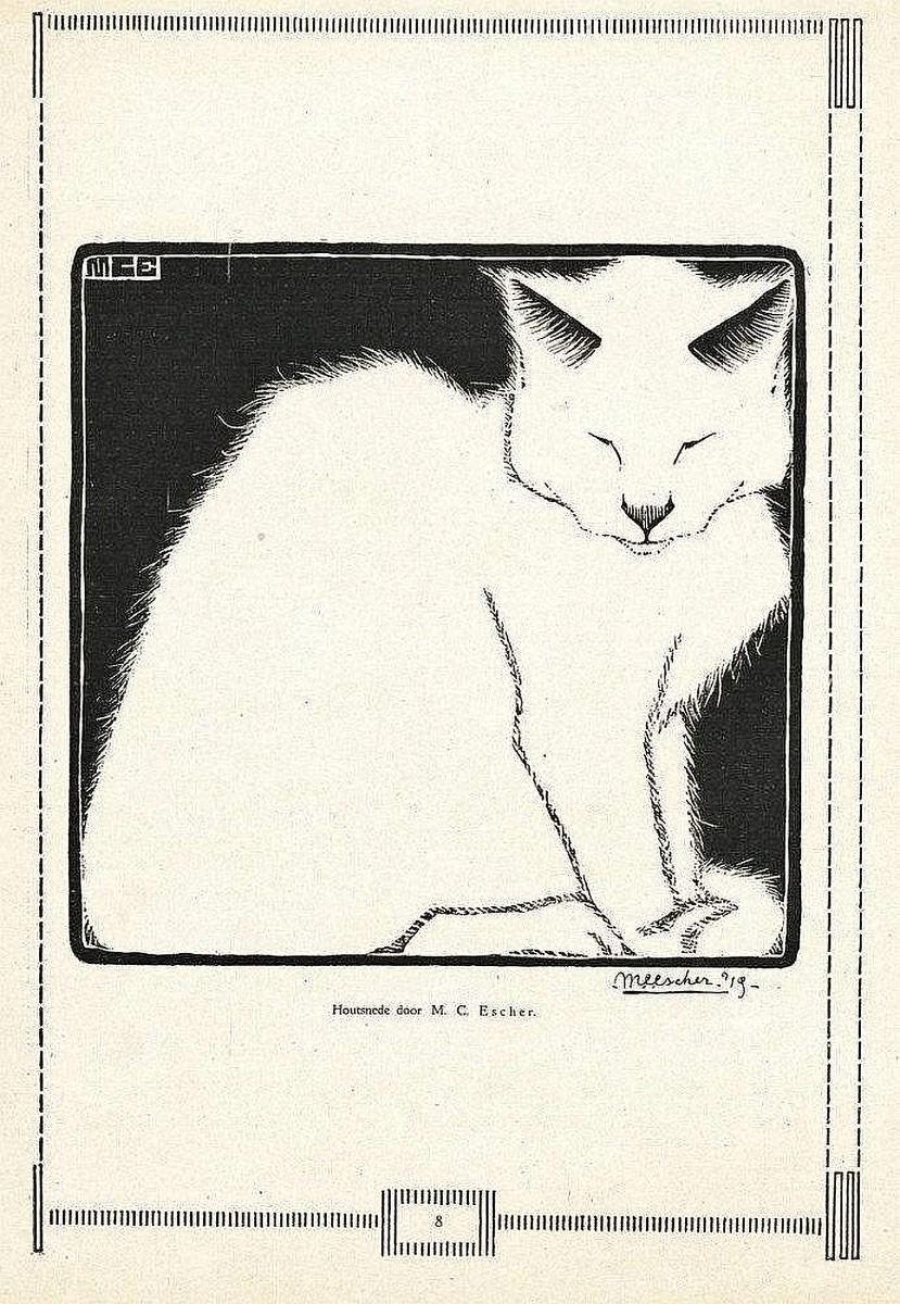 Witte poes in het tijdschrift Eigen Haard, januari 1920