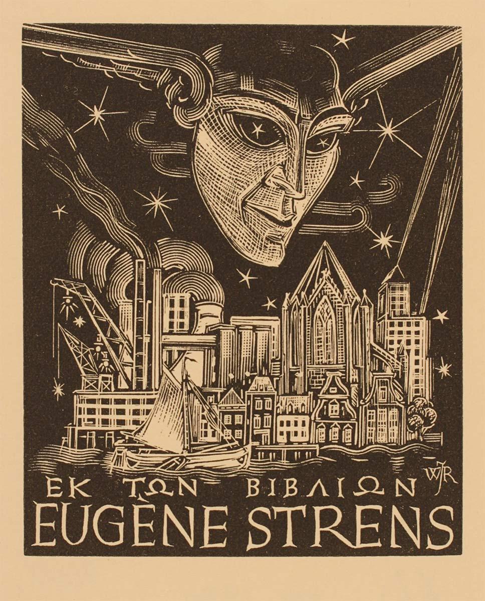 Willem Jacob Rozendaal, ex-libris Eugène Strens, houtgravure, 1930