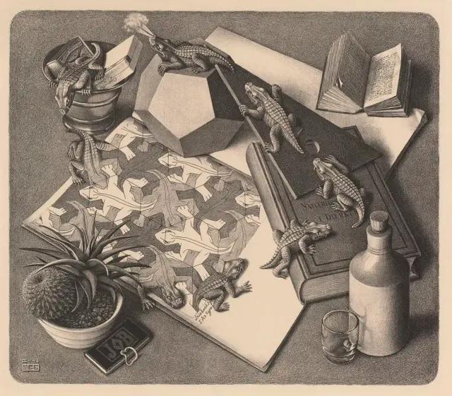 <p>M.C. Escher, Reptielen, litho, maart 1943<br> </p>